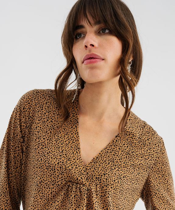 Tee-shirt manches longues imprimé col V fantaisie femme vue3 - GEMO 4G FEMME - GEMO