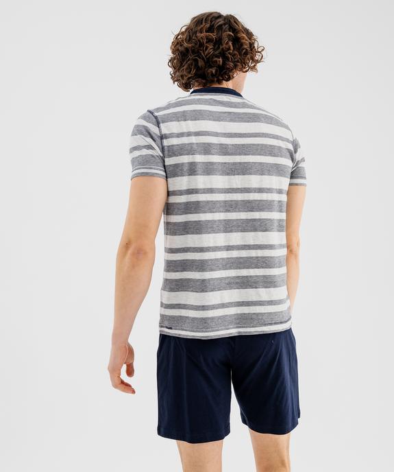 Pyjashort avec haut rayé et bas uni homme vue11 - GEMO 4G HOMME - GEMO