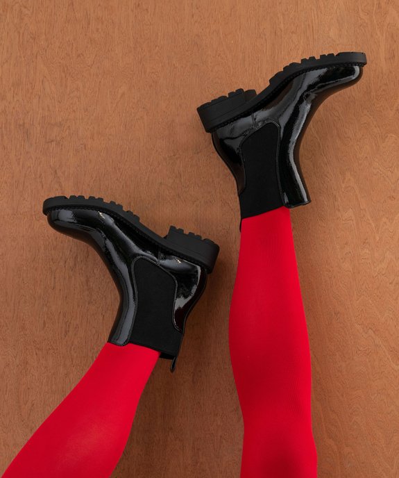 Boots femme vernies style Chelsea à semelle crantée vue1 - 5 MILES - GEMO