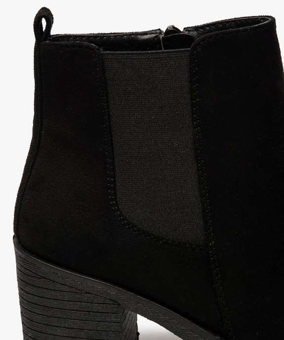 Boots femme à talon et semelle crantée en suédine unie vue6 - GEMO(URBAIN) - GEMO
