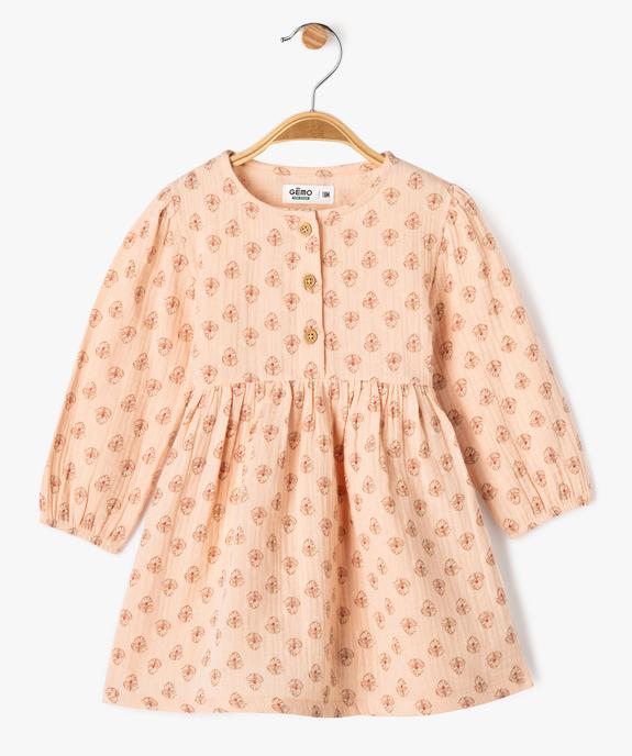 Robe en gaze de coton à motifs fleuris bébé fille vue1 - GEMO 4G BEBE - GEMO
