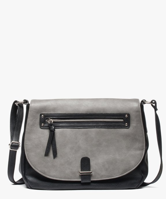Sac besace bicolore avec poche zippé vue1 - GEMO (ACCESS) - GEMO