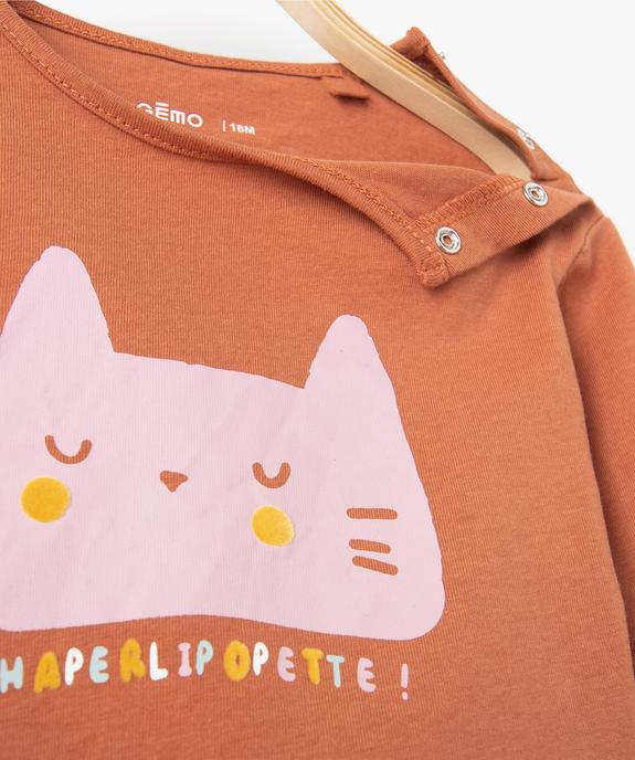 Tee-shirt bébé fille à manches longues imprimé à fentes latérales vue2 - GEMO(URBAIN) - GEMO