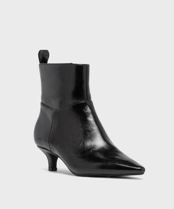 Boots vernis mat à bout pointu et kitten heels femme vue2 - FOLLOW ME - GEMO