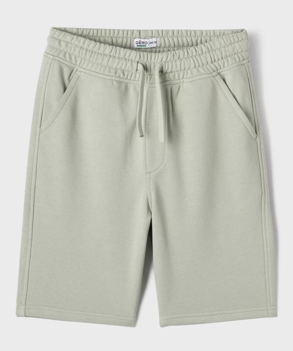 Bermuda uni en maille French Terry avec ceinture ajustable garçon vue1 - GEMO 4G GARCON - GEMO