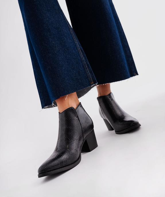 Boots santiags à talon cubain, bout pointu et tige texturée femme - FOLLOW ME Boots santiags à talon cubain, bout pointu et tige texturée femme vue1 - FOLLOW ME - GEMO