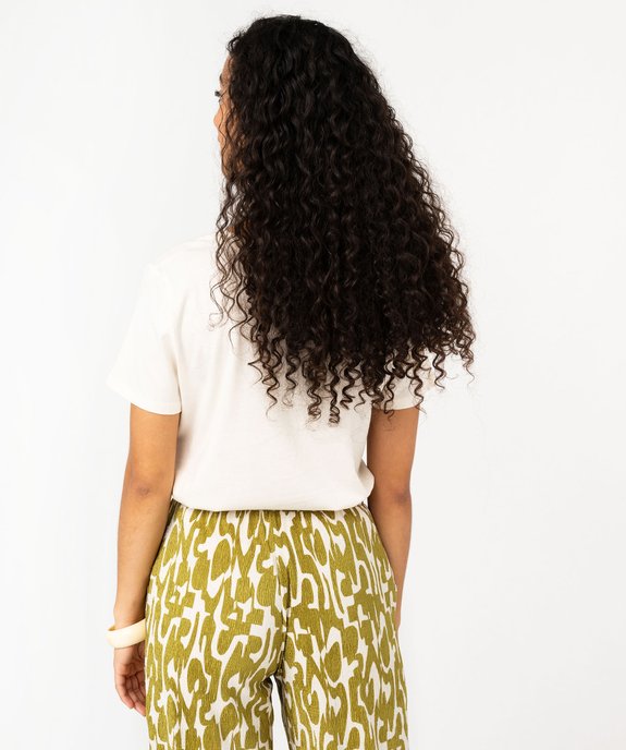 Tee-shirt manches courtes à grand motif en velours femme vue3 - GEMO(FEMME PAP) - GEMO