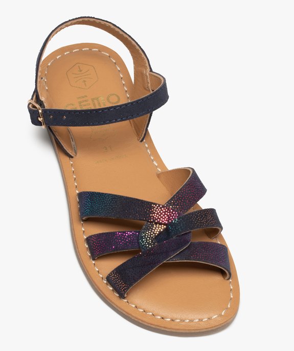 Sandales fille à brides en cuir retourné finement pailletées vue5 - GEMO (ENFANT) - GEMO