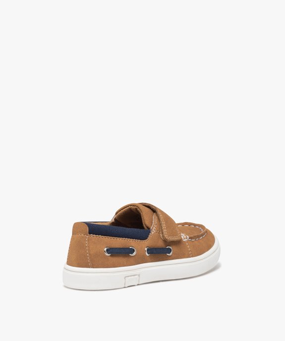 Chaussures bateau bébé garçon unies en suédine avec scratch vue4 - GEMO 4G GARCON - GEMO