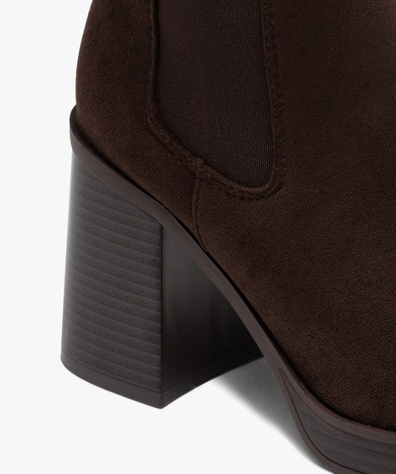 Boots femme Chelsea à talon dessus en suédine unie vue6 - SANS MARQUE - GEMO