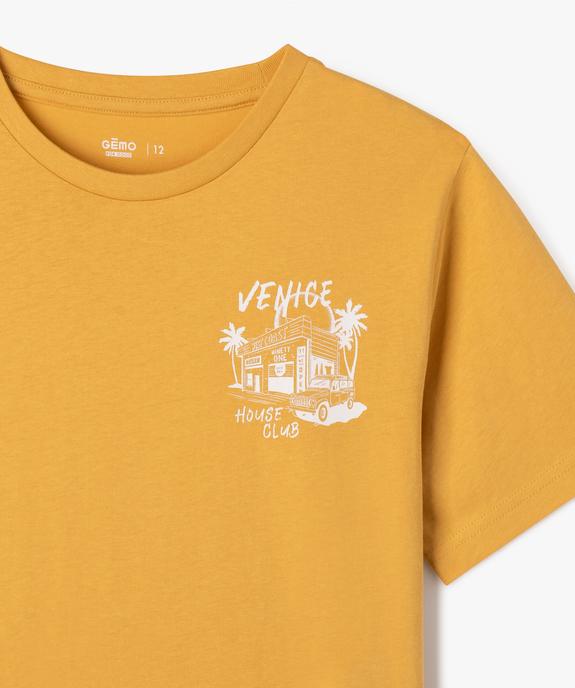 Tee-shirt manches courtes en coton imprimé devant et dos garçon vue6 - GEMO 4G GARCON - GEMO