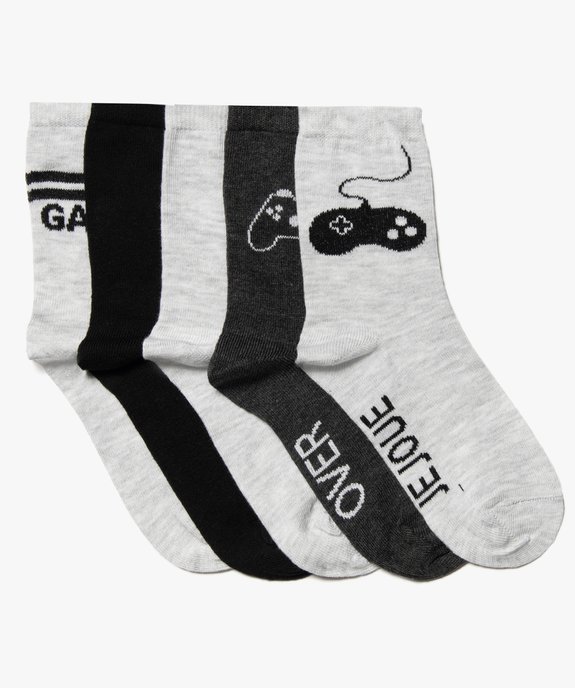 Chaussettes garçon  hautes à motifs gaming (lot de 5) vue1 - GEMO (ENFANT) - GEMO