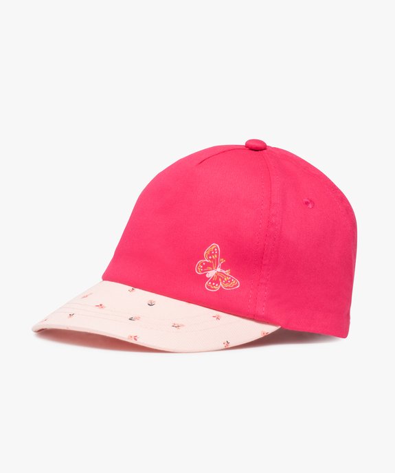 Casquette bébé fille bicolore à motifs fleurs et papillon vue2 - GEMO(BEBE DEBT) - GEMO