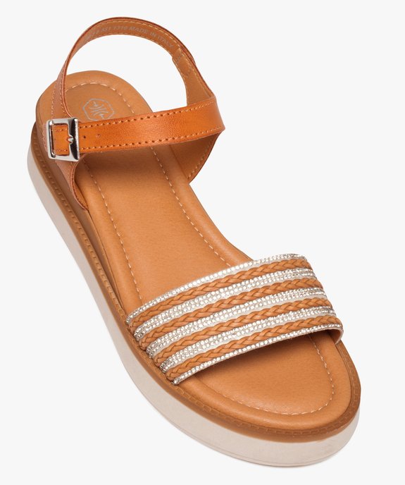 Sandales femme unies à talon compensé et bride à strass vue6 - GEMO (CASUAL) - GEMO