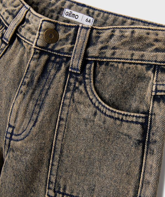 Bermuda en jean délavé coupe skater garçon vue2 - GEMO (ENFANT) - GEMO