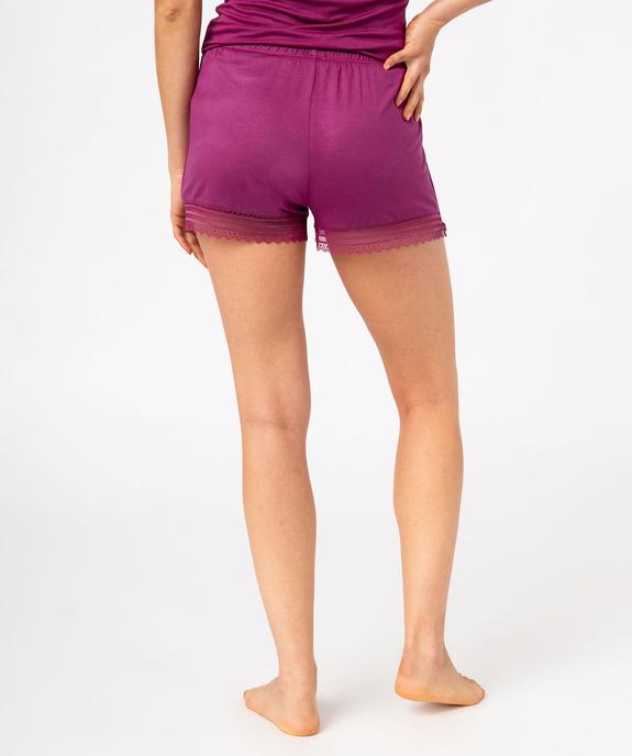 Short de pyjama en maille fluide avec bas en dentelle femme vue3 - GEMO 4G FEMME - GEMO