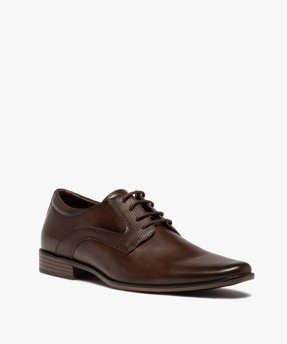 Derbies homme unis à détails graphiques en relief vue2 - GEMO(URBAIN) - GEMO