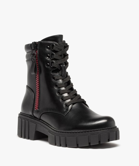 Bottines femme style rangers à lacets et semelle crantée vue3 - GEMO (CASUAL) - GEMO