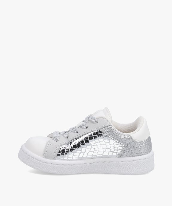 Baskets fille dessus pailleté et lacets brillants vue3 - GEMO (ENFANT) - GEMO
