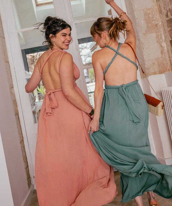Robe longue dos nu multilook en viscose froissée femme vue5 - GEMO(FEMME PAP) - GEMO