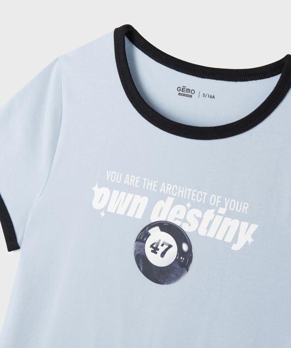 Tee-shirt manches courtes en jersey de coton imprimé fille vue2 - GEMO 4G FILLE - GEMO