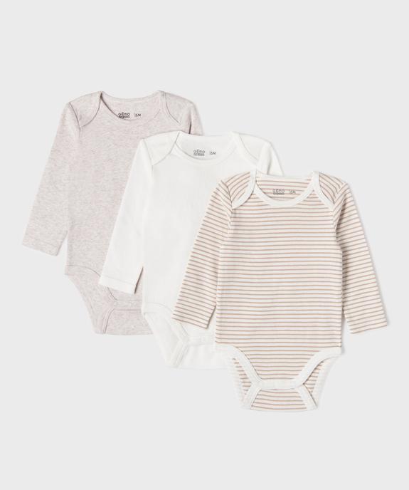 Bodies manches longues bébé  (lot de 3) vue5 - GEMO 4G BEBE - GEMO