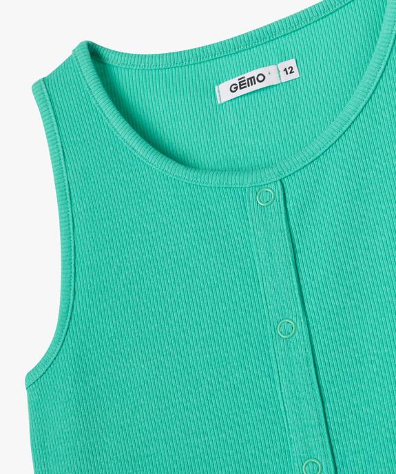 Débardeur en maille côtelée avec faux boutons pression fille vue2 - GEMO 4G FILLE - GEMO