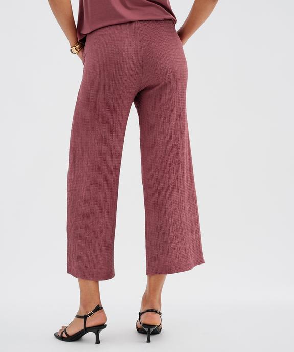 Pantalon ample en matière texturée avec ceinture élastique femme vue3 - GEMO 4G FEMME - GEMO