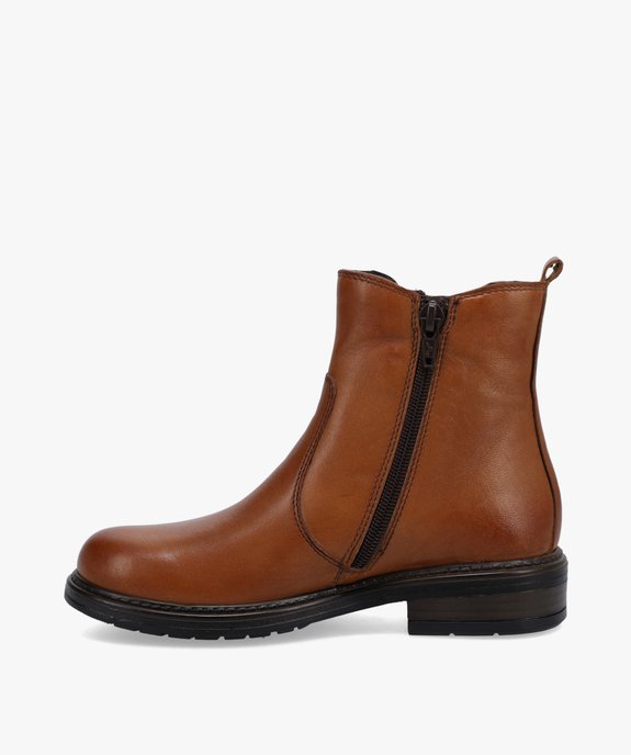 Boots fille style Chelsea unies dessus cuir - Tanéo vue3 - TANEO - GEMO