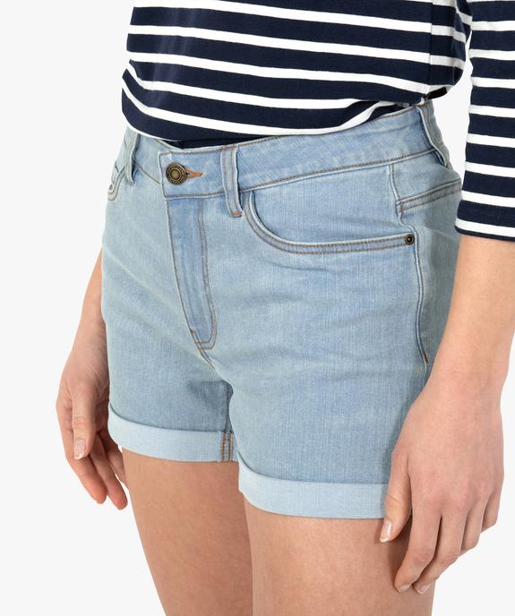 Short femme en jean avec revers cousus vue2 - GEMO(FEMME PAP) - GEMO