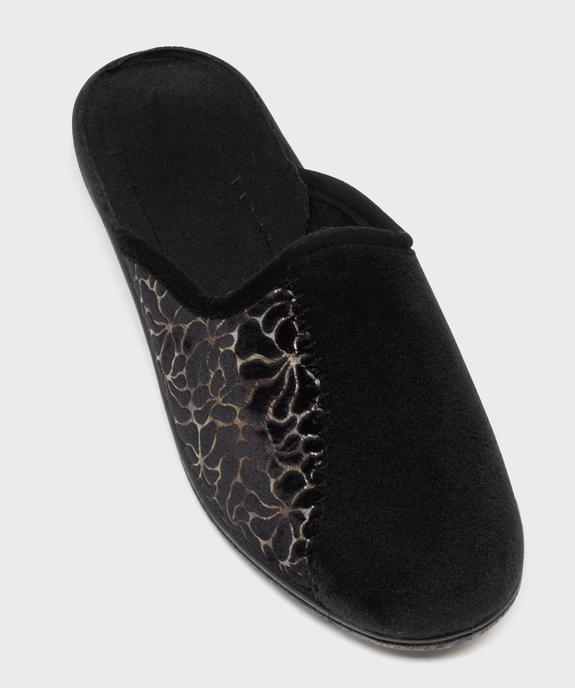 Chaussons mules à talon compensé en velours ras femme vue5 - G'FLEX GEMO FOR GOOD - GEMO