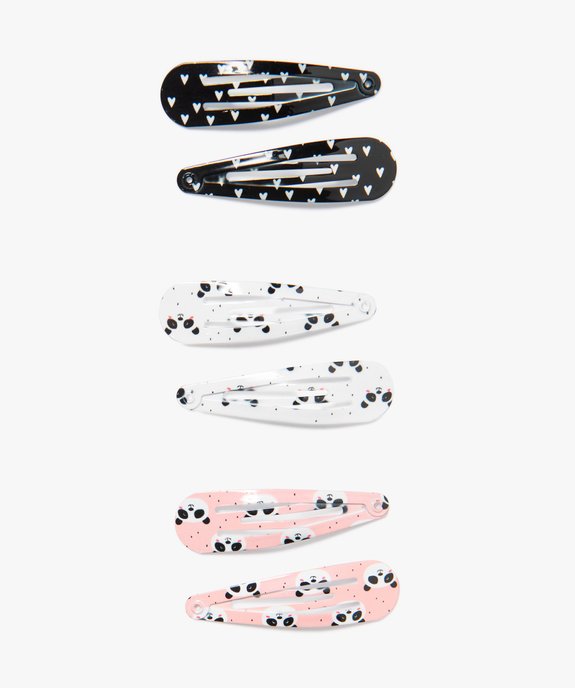 Barrettes clic-clac motif pandas et cœurs fille (lot de 6) vue1 - GEMO (ACCESS) - GEMO