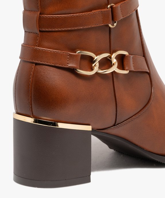 Bottes à talon carré liseré doré avec bride fantaisie femme vue7 - GEMO 4G FEMME - GEMO