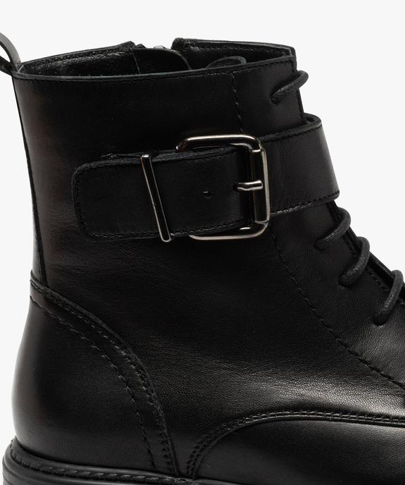 Boots fille zippées à lacets et bride décorative dessus cuir uni vue6 - GEMO (ENFANT) - GEMO