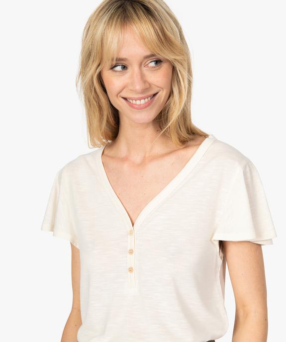 Tee-shirt femme manches courtes effet volant vue2 - GEMO(FEMME PAP) - GEMO