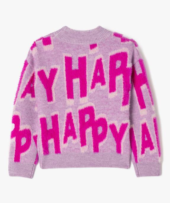 Pull en maille  avec inscriptions fille vue4 - GEMO (ENFANT) - GEMO