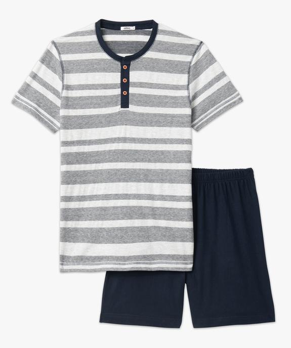 Pyjashort avec haut rayé et bas uni homme vue7 - GEMO 4G HOMME - GEMO