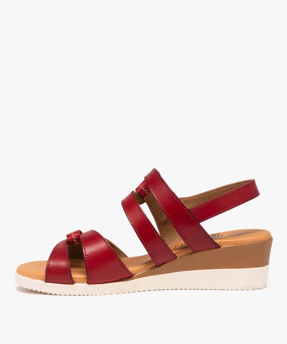 Sandales femme compensées à brides scratch en cuir vue3 - VALENTINA BALDA - GEMO