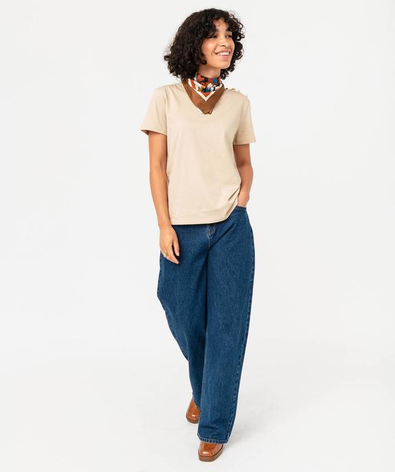 Tee-shirt manches courtes à boutons décoratifs femme vue5 - GEMO(FEMME PAP) - GEMO