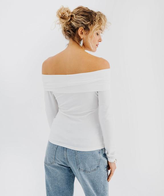 Tee-shirt manches longues avec col Bardot femme vue3 - GEMO(FEMME PAP) - GEMO