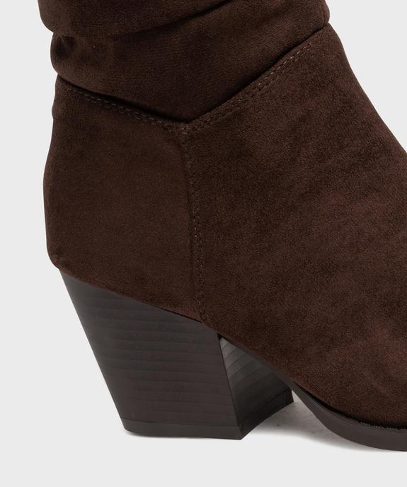 Bottes à talon cubain en  suédine plissée femme vue6 - SANS MARQUE - GEMO