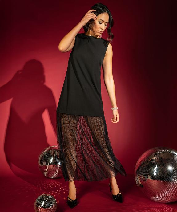 Robe longue sans manches avec empiècement dentelle femme vue1 - GEMO(FEMME PAP) - GEMO