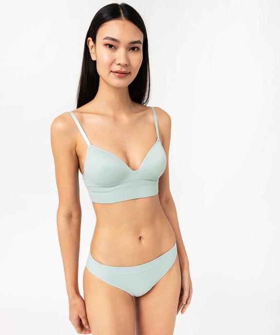 Brassière push-up en maille côtelée à fines bretelles vue3 - GEMO 4G FEMME - GEMO