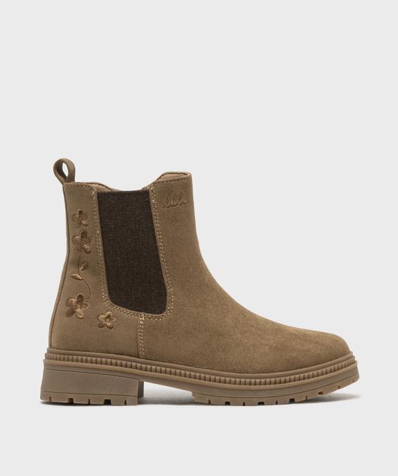 Boots Chelsea zippées en suédine et semelle crantée fille - LuluCastagnette vue1 - LULUCASTAGNETTE - GEMO