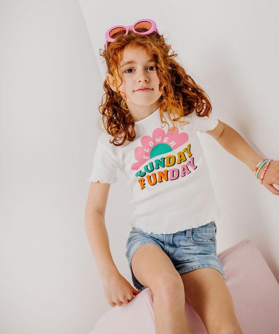 Tee-shirt à manches courtes avec finitions froncées fille vue5 - GEMO (ENFANT) - GEMO