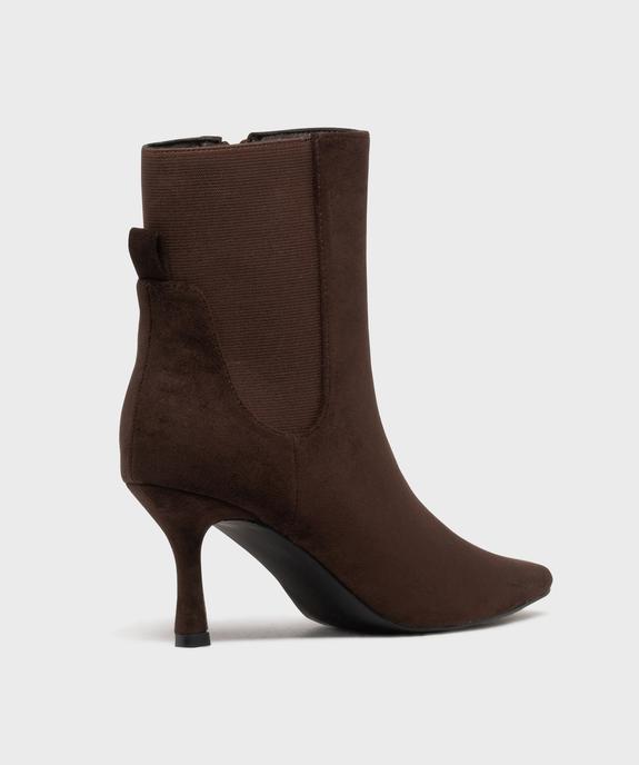 Boots fourrées à talon fin et tige en suédine femme vue4 - SANS MARQUE - GEMO