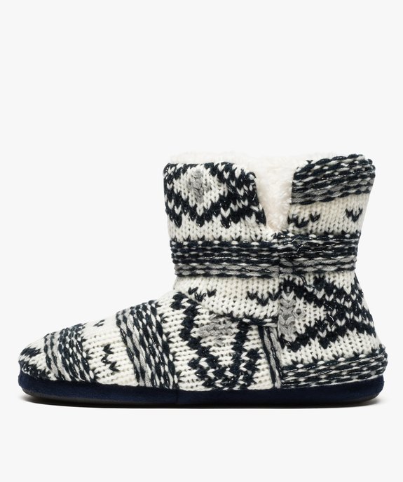 Chausson femme montants en maille jacquard à pompons vue3 - GEMO(HOMWR FEM) - GEMO