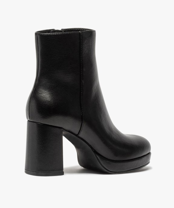 Boots femme unies à talon carré et semelle plateforme vue4 - GEMO(URBAIN) - GEMO