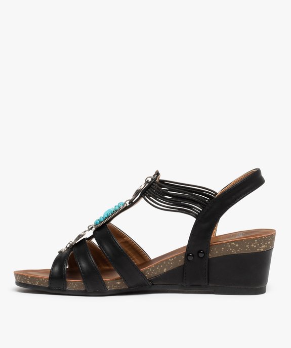Sandales femme à talon dessus uni orné de perles et métal vue3 - GEMO(URBAIN) - GEMO