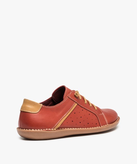 Derbies femme dessus cuir uni à lacet élastiqué - Tanéo vue4 - TANEO - GEMO